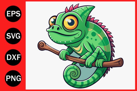 A Green Chameleon is Shown in the