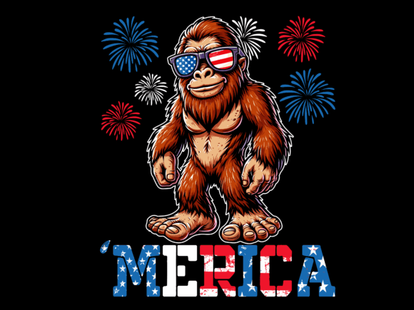 Bigfoot 4th of July Vector T-Shirt