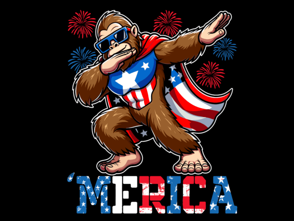Bigfoot Dabbing 4th of July Merica