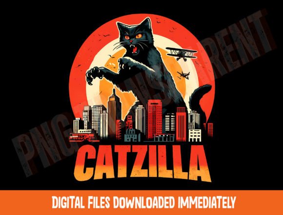 Catzilla Funny Cat Png, Sublimation