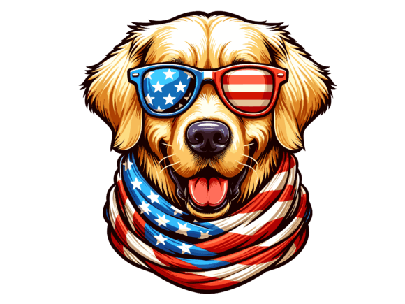 Golden Retriever Dog 4th of July