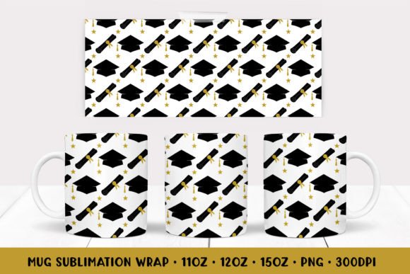 Graduation Hats Mug Sublimation Wrap