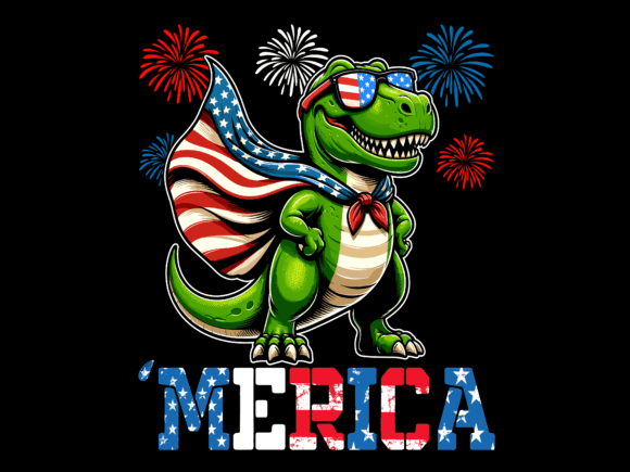Merica T Rex 4th of July Vector T-Shirt
