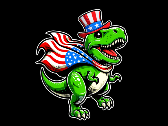 T Rex Dinosaur USA Flag 4th of July