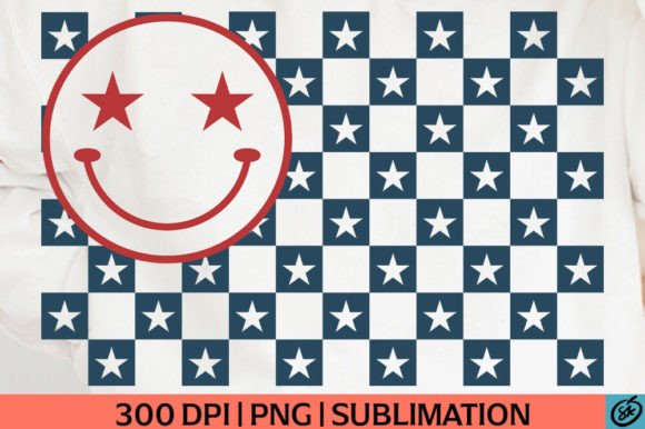 US Flag Smile July 4th PNG Sublimation