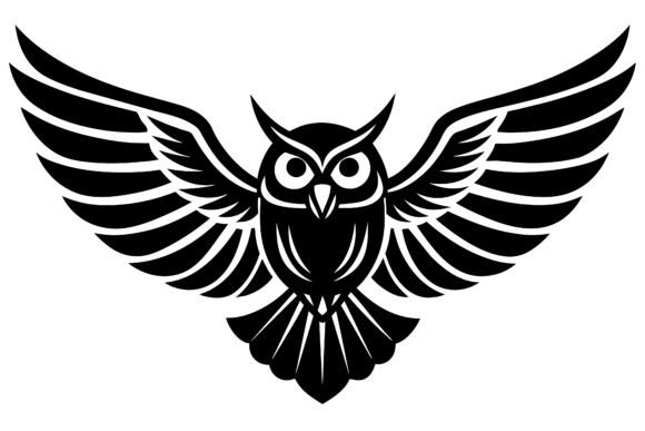 White Owl Open Wings Tattoo Vector